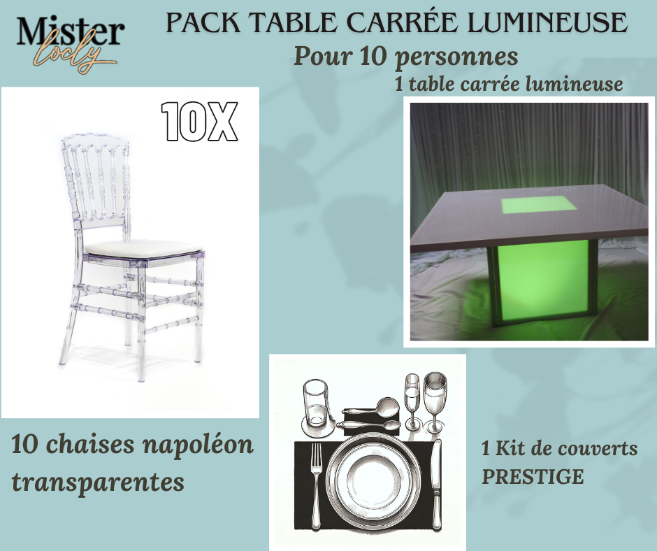 Location - [PACK] Table lumineuse garnie - Éclat Culinaire