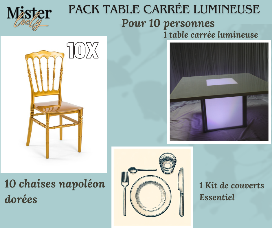 Location - [PACK] Table lumineuse garnie - Éclat Culinaire