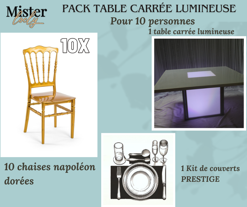 Location - [PACK] Table lumineuse garnie - Éclat Culinaire