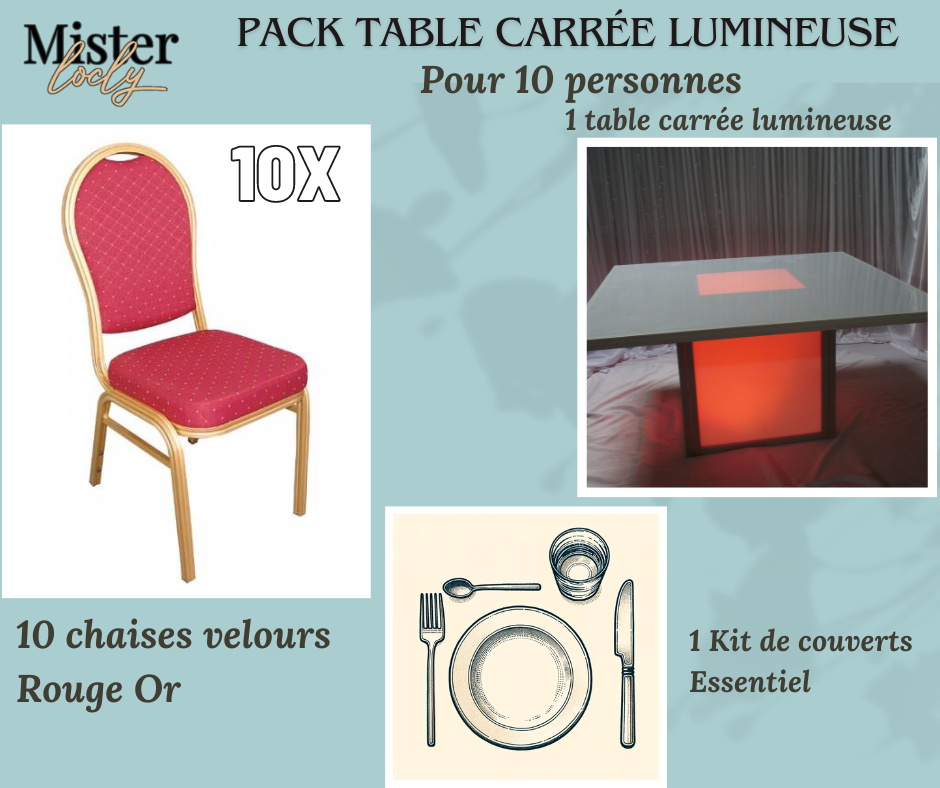 Location - [PACK] Table lumineuse garnie - Éclat Culinaire