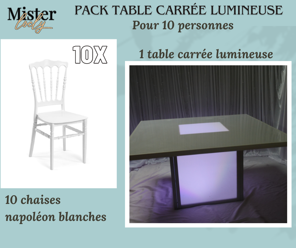 Location - [PACK] Table lumineuse garnie - Lumière Minimaliste