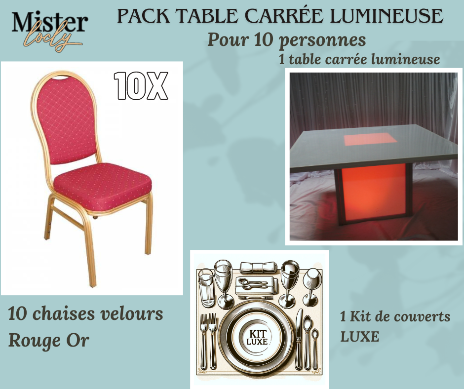 Location - [PACK] Table lumineuse garnie - Éclat Culinaire