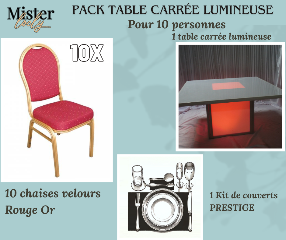 Location - [PACK] Table lumineuse garnie - Éclat Culinaire