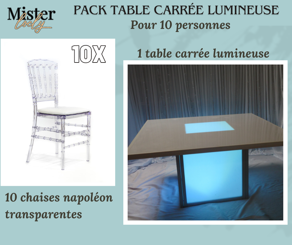 Location - [PACK] Table lumineuse garnie - Lumière Minimaliste