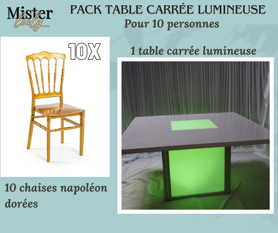 Location - [PACK] Table lumineuse garnie - Lumière Minimaliste