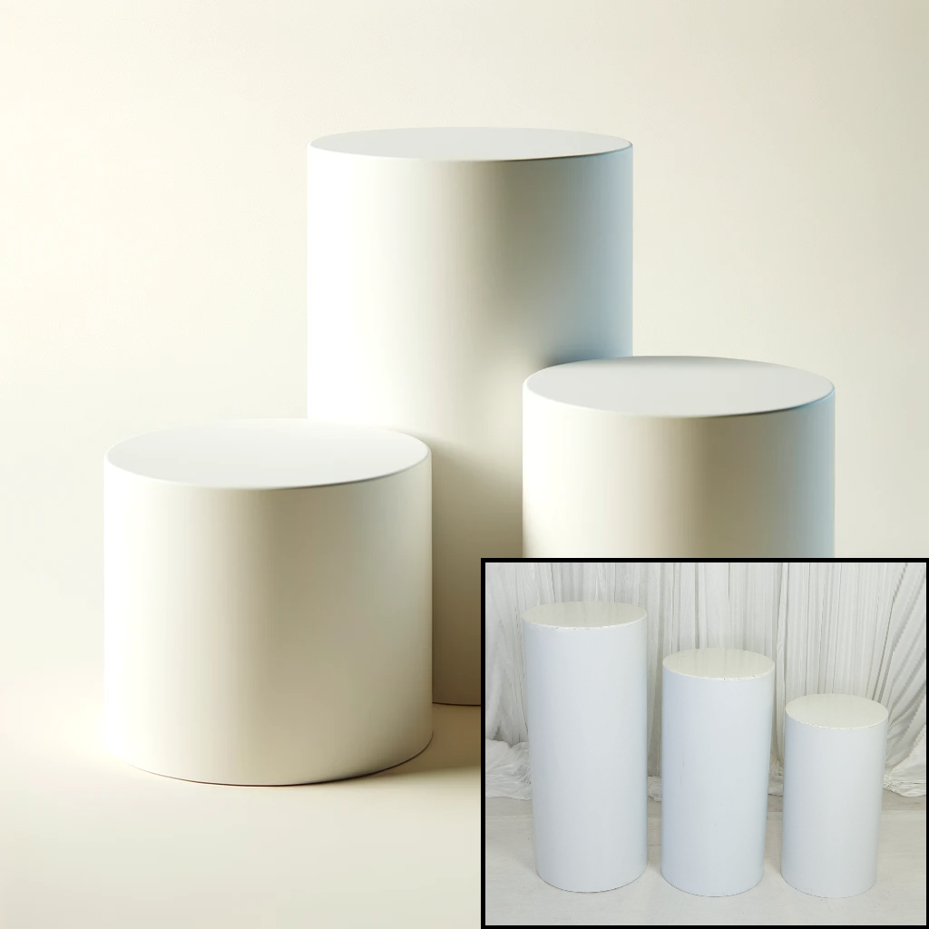 Location - Colonnes cylindriques blanches par 3