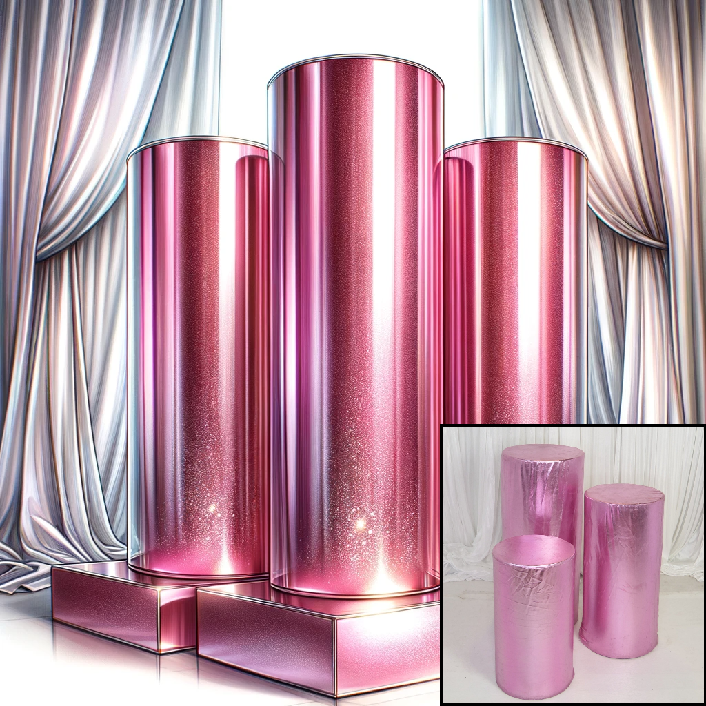 Location - Colonnes cylindriques par 3 Rose (housse de protection)