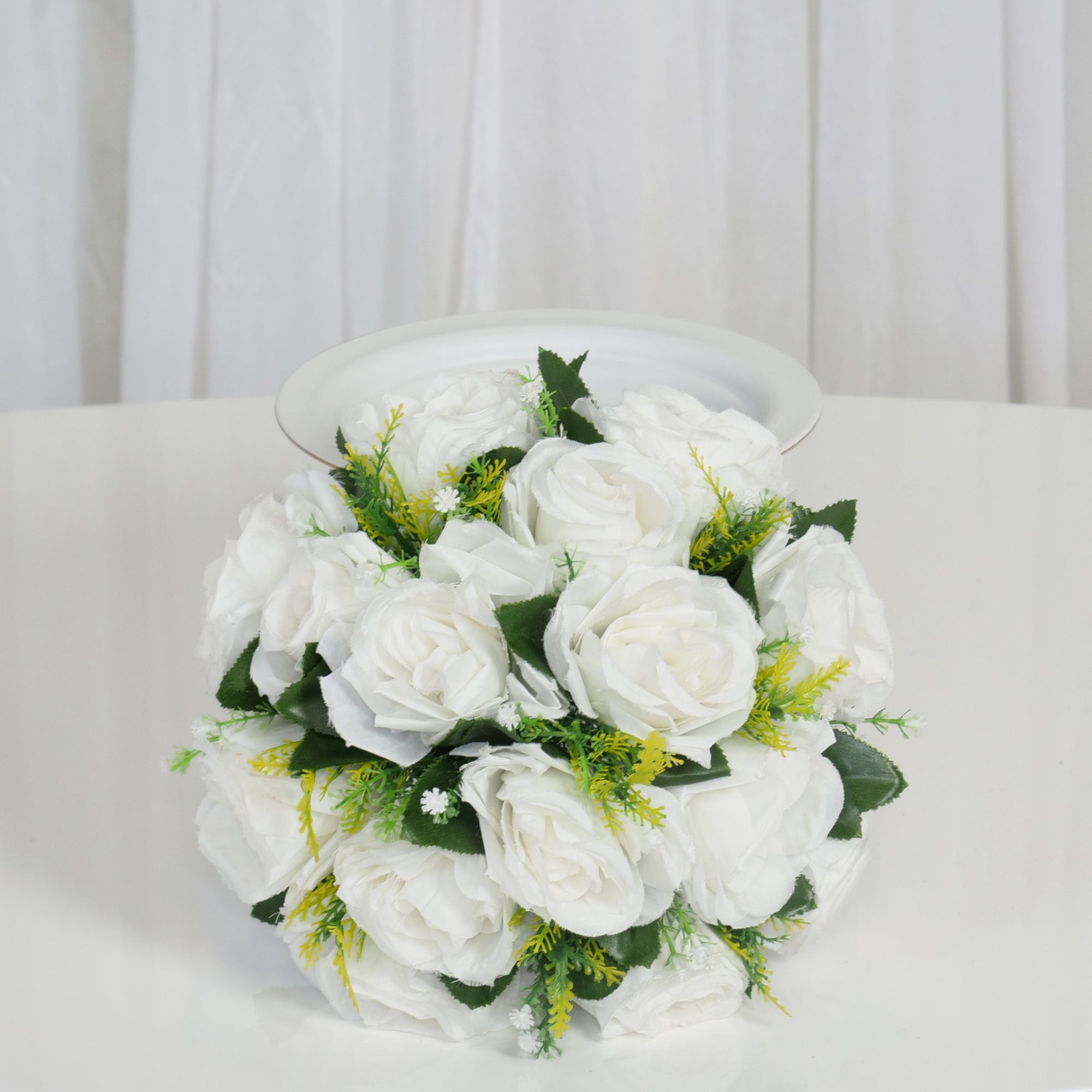 Location - Pleine boule de fleurs Artificielles blanc