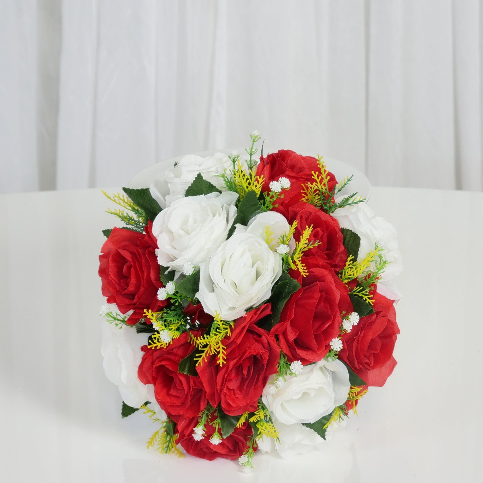 Location - Pleine boule de fleurs Artificielles blanc et rouge