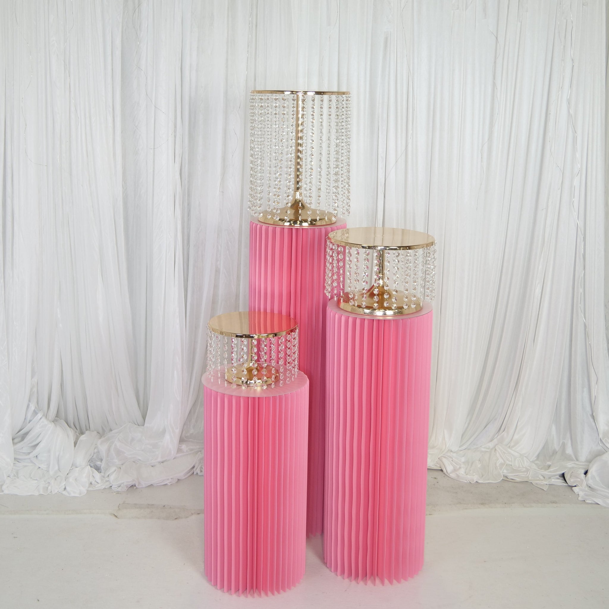 Location - Colonnes cylindriques pliables couleur rose par 3