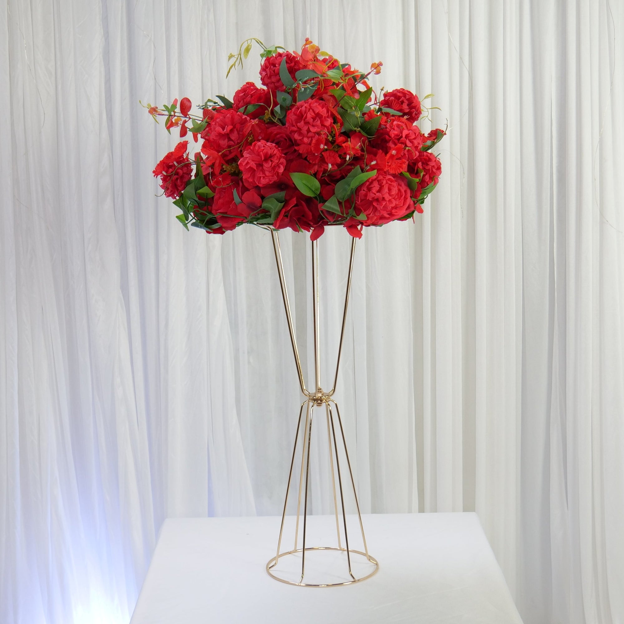 Location - Demi Boule De Fleurs Artificielles Rouge 40cm