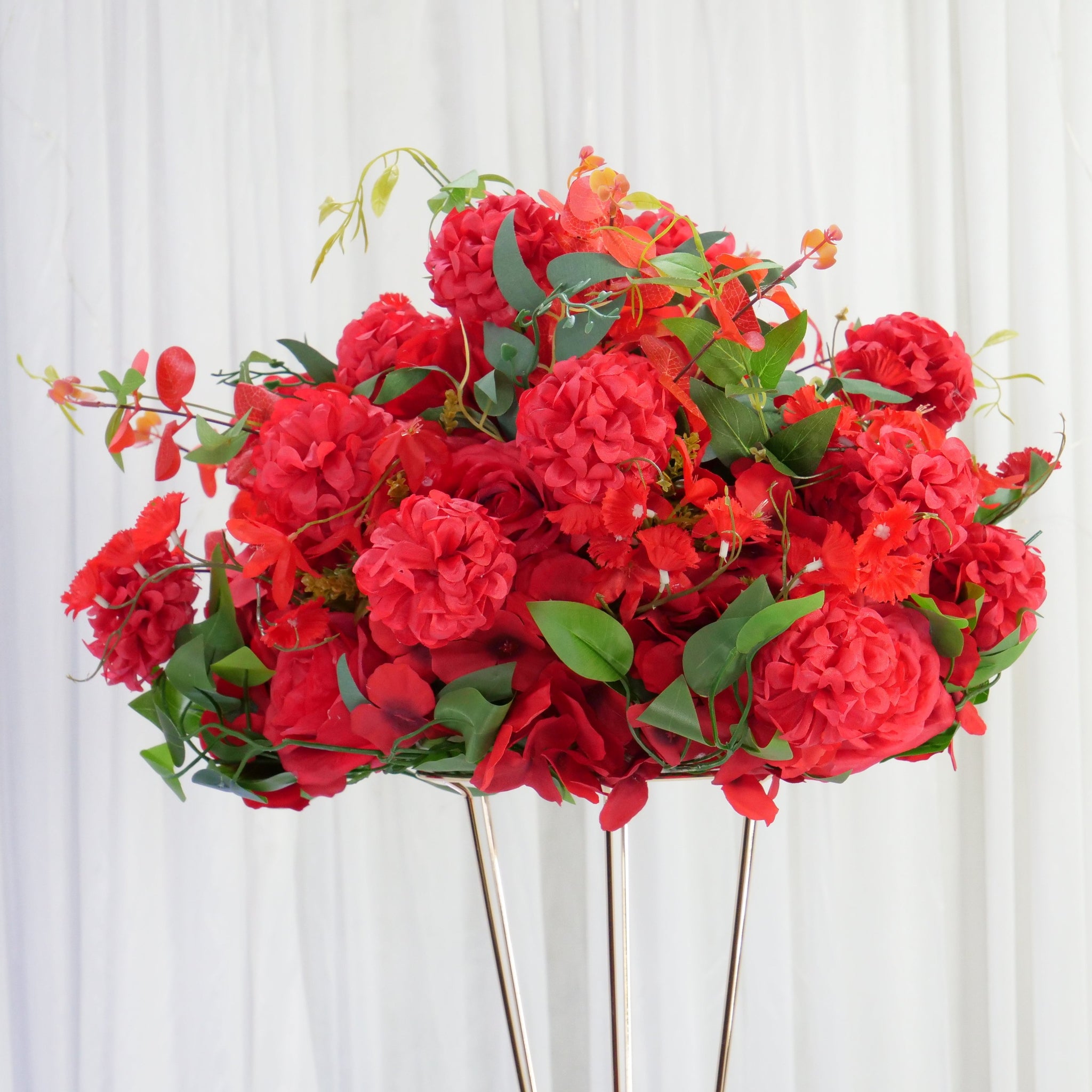 Location - Demi Boule De Fleurs Artificielles Rouge 40cm