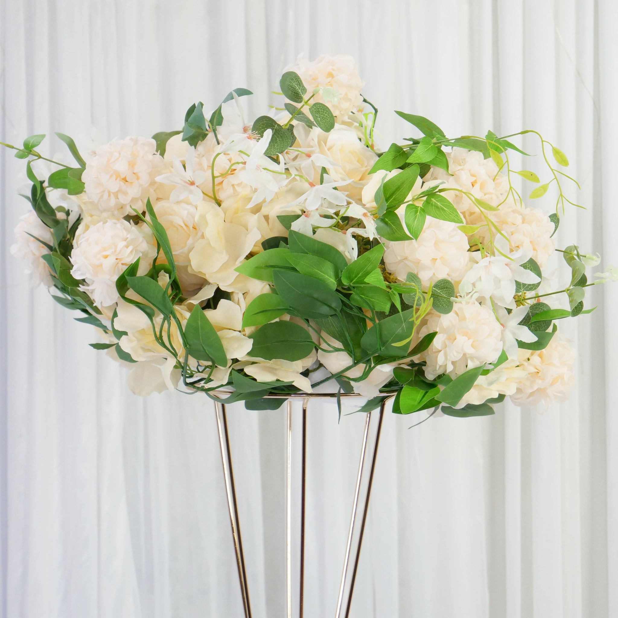 Location - Demi Boule De Fleurs Artificielles Champagne 40cm