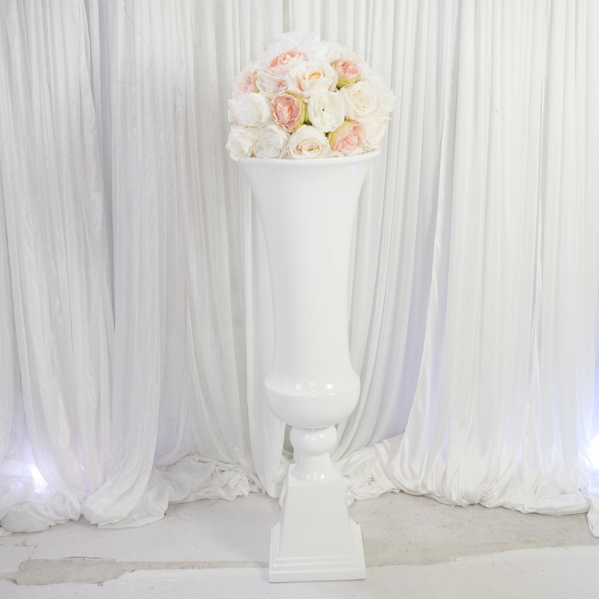 Location - Colonne Vase luxe blanc - 100 cm