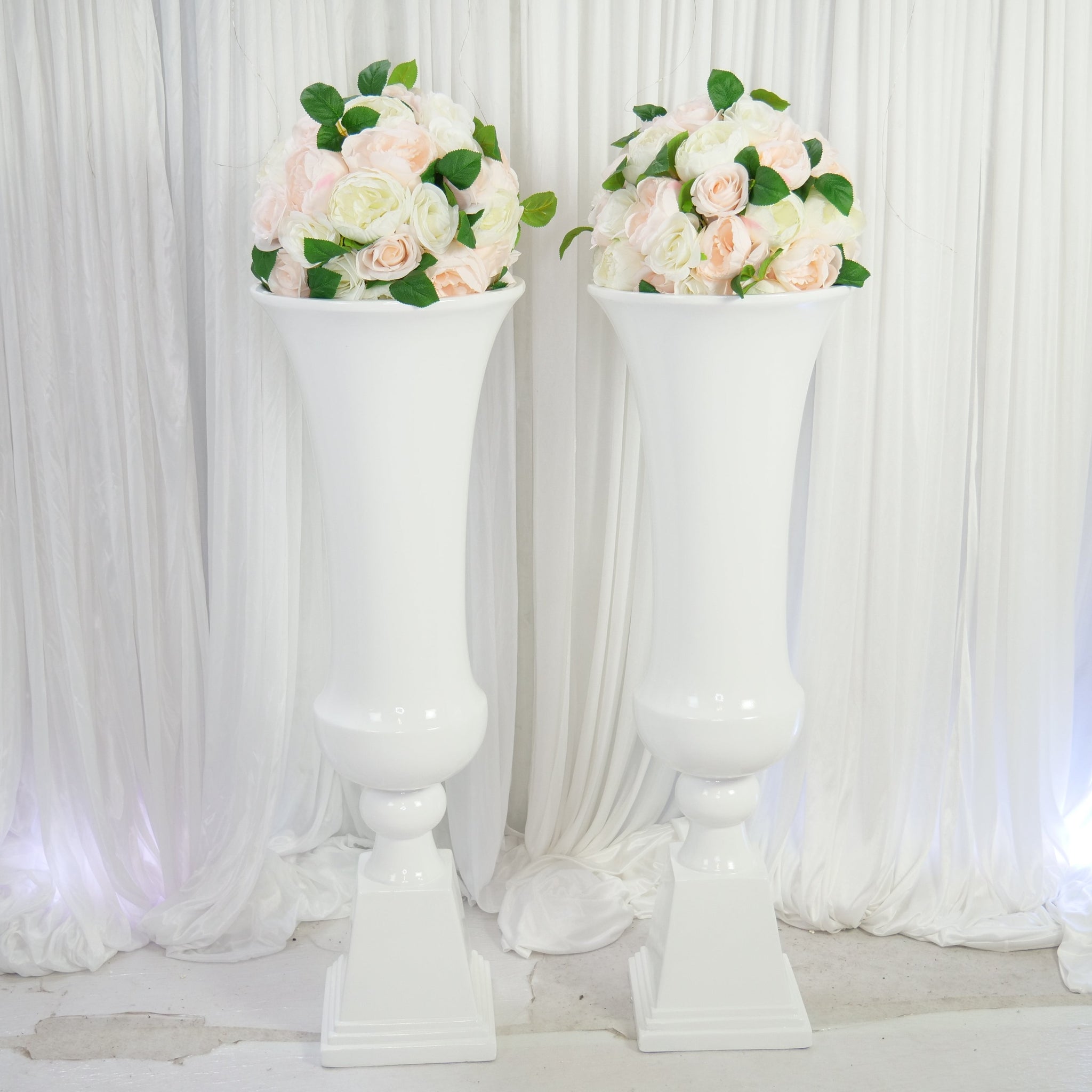 Location - Colonne Vase luxe blanc - 100 cm