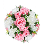 Location - Pleine boule de fleurs Artificielles blanc et rose pink