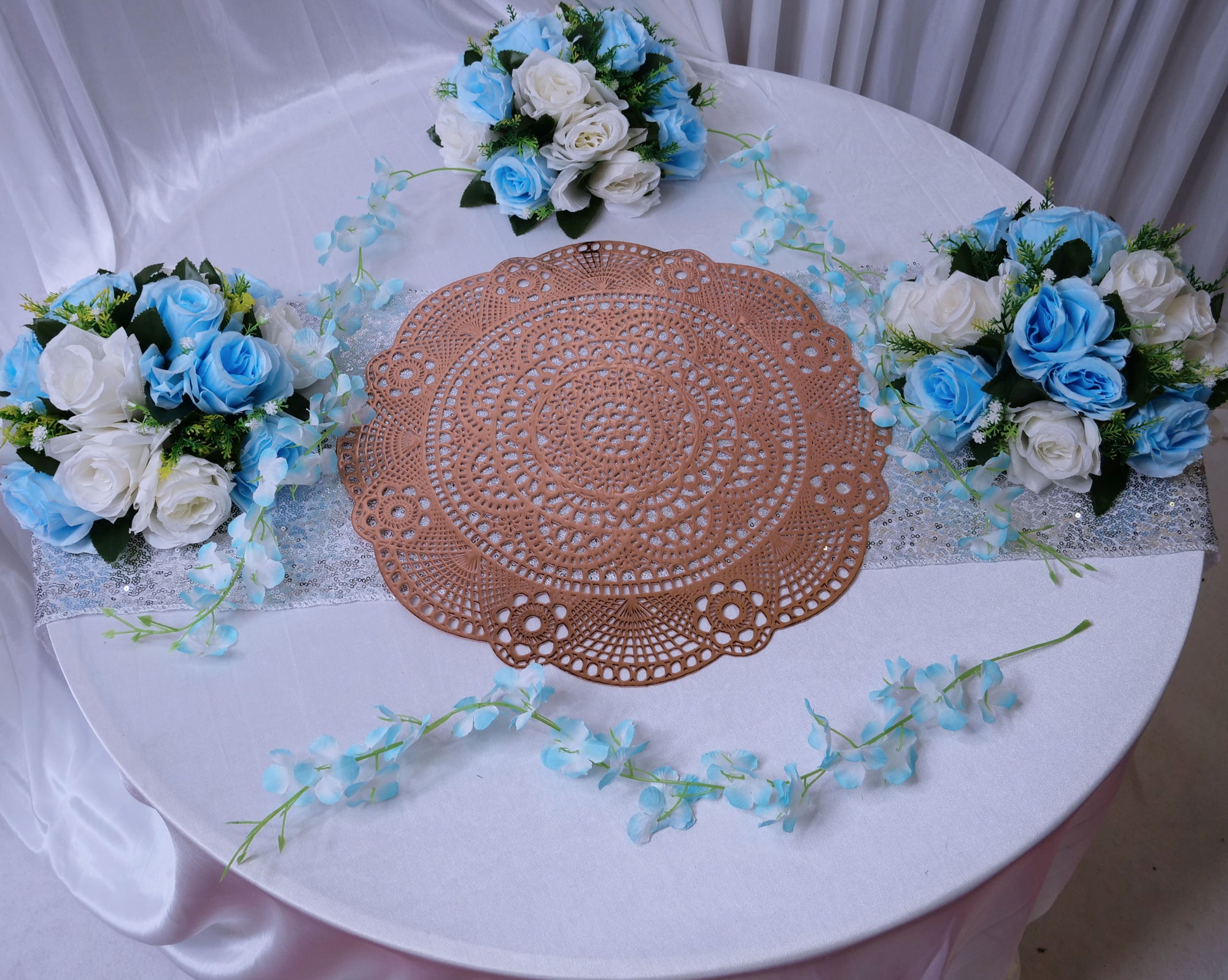 Location - Set de table rond cercles or-rose