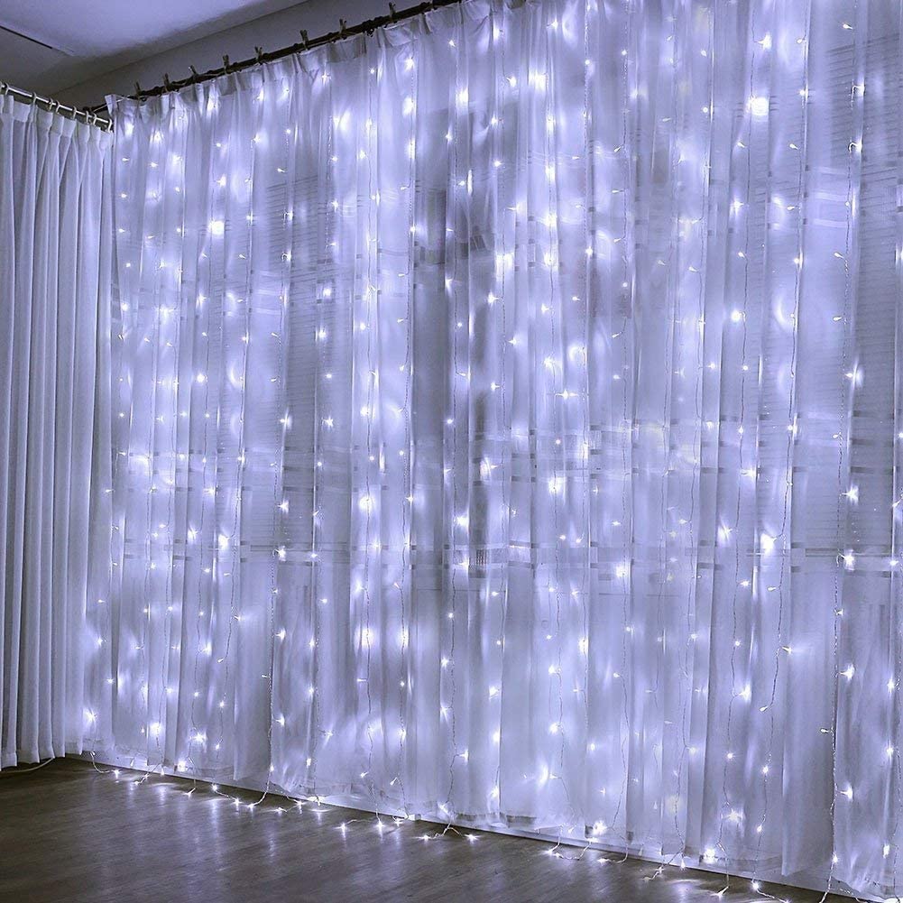 Location - Guirlande Lumineuse pour Rideau - 300 LEDs 3M x 3M Extérieur et Intérieur - Blanc