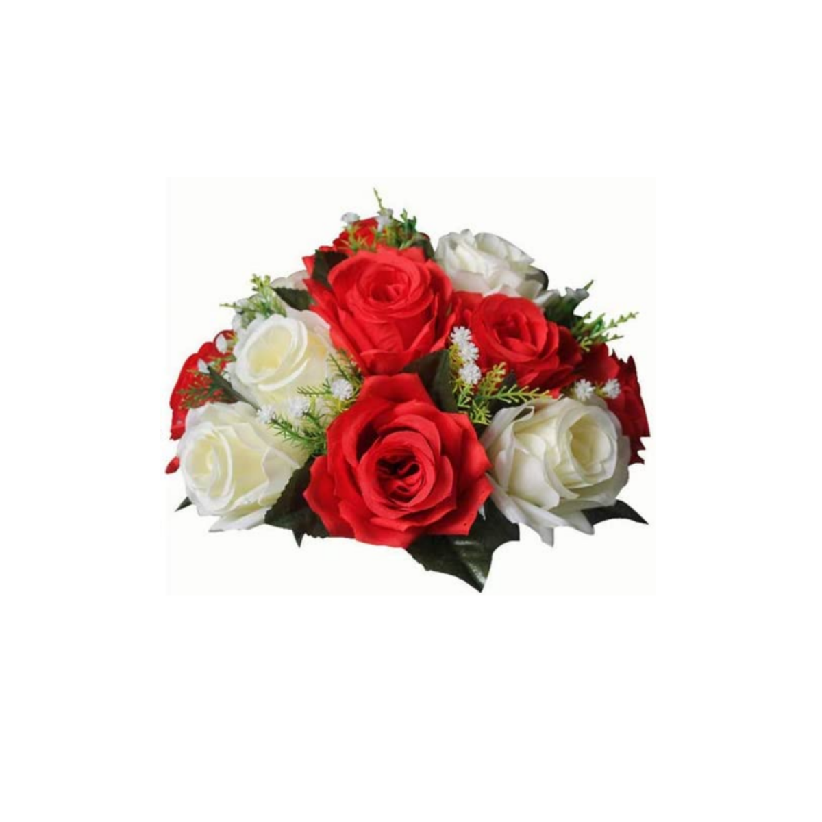 Location - Demi boule de fleurs Artificielles (15 Roses) blanc et rouge