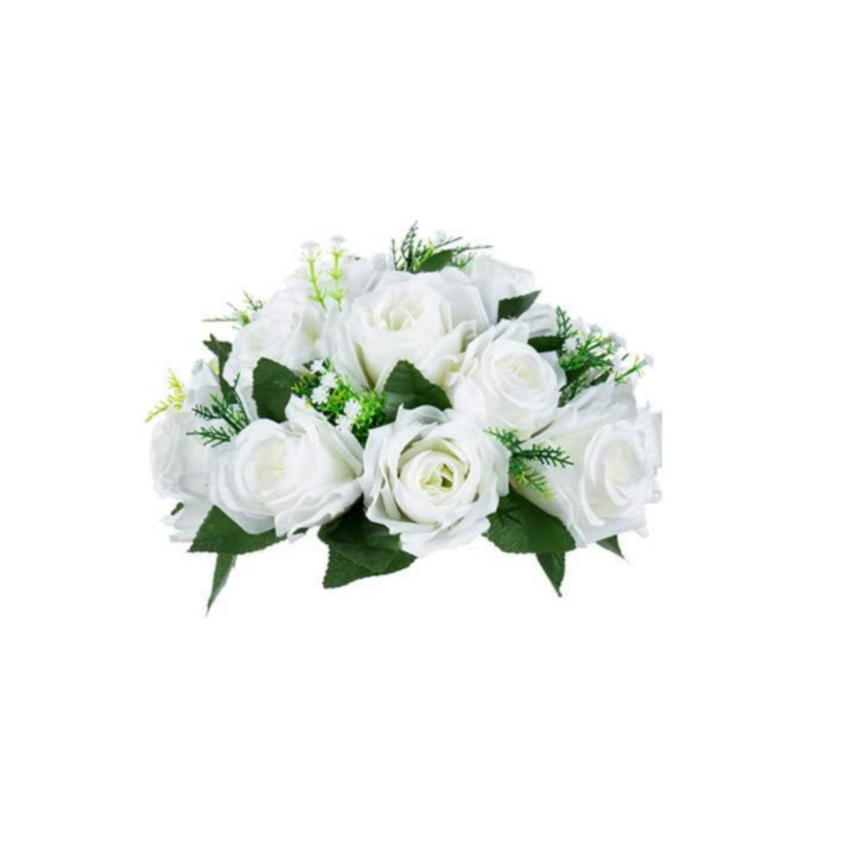 Location - Demi boule de fleurs Artificielles (15 Roses) blanc