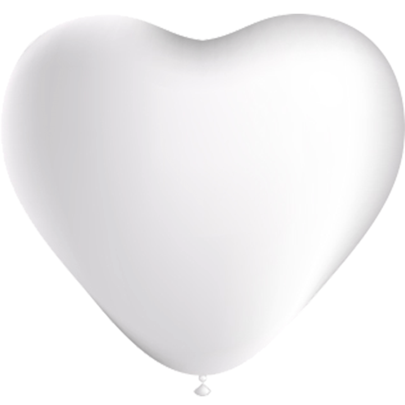 100 Ballons Cœur HG80 Blanc 25cm